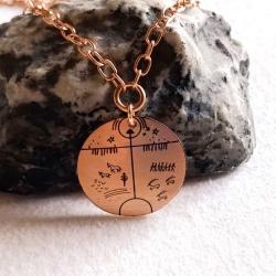 Şaman Kam Davulu Bakır Kolye , Model: ŞMN-KLY-BKR-1 , Bakır Zincirli