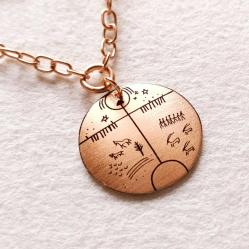 Şaman Kam Davulu Bakır Kolye , Model: ŞMN-KLY-BKR-1 , Bakır Zincirli