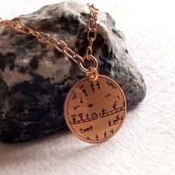 Şaman Kam Davulu Bakır Kolye , Model: ŞMN-KLY-BKR-4 , Bakır Zincirli