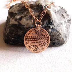 Şaman Kam Davulu Bakır Kolye , Model: ŞMN-KLY-BKR-5 , Bakır Zincirli