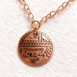 Şaman Kam Davulu Bakır Kolye , Model: ŞMN-KLY-BKR-5 , Bakır Zincirli