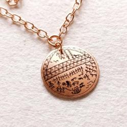 Şaman Kam Davulu Bakır Kolye , Model: ŞMN-KLY-BKR-5 , Bakır Zincirli