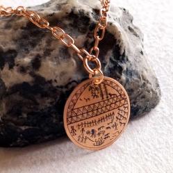 Şaman Kam Davulu Bakır Kolye , Model: ŞMN-KLY-BKR-5 , Bakır Zincirli