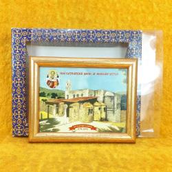 ORJİNAL AMBALAJINDA AHŞAP ÇERÇEVELİ , DEMRE AZİZ NİKOLA KİLİSESİ HATIRASI RENKLİ LİTOGRAFİK BASKI KÜÇÜK BOY RESİM TABLO
