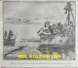 Osmanlıca Karagöz Mizah Dergisi-Gazetesi, Orijinal Dönem Basım, (Ottoman Magazine-Newspaper-Journal Illustré Cara-Gueuz) - 29 Temmuz 1916 - Sayı: 881 - Hicri: 28 Ramazan 1334 - Rumi: 16 Temmuz 1332 - Karikatür: 