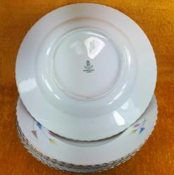 ANTİKA WINTERLING MARKTLEUTHEN BAVARIA , PASTEL TONDA STİLİZE KIR ÇİÇEKLERİ RESİMLİ 6 ADET BÜYÜK BOY ÇUKUR PORSELEN TABAK