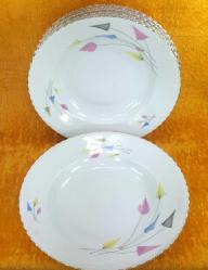 ANTİKA WINTERLING MARKTLEUTHEN BAVARIA , PASTEL TONDA STİLİZE KIR ÇİÇEKLERİ RESİMLİ 6 ADET BÜYÜK BOY ÇUKUR PORSELEN TABAK