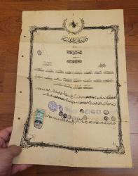 OSMANLI BÜYÜK EBAT ŞAHADETNAME, DİPLOMA. NDİR. ÇOK UYGUN FİYAT.