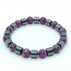 7x7mm Hematit & 8mm Kuvars Ceyt El Yapımı Doğal Taş Bileklik