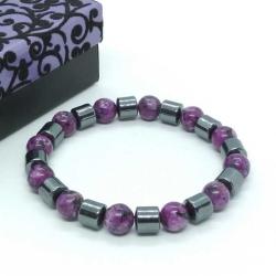 7x7mm Hematit & 8mm Kuvars Ceyt El Yapımı Doğal Taş Bileklik