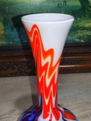 20089-MUHTEŞEM GÜZELLİKDE KIRÇILLI MURANO CAM VAZO