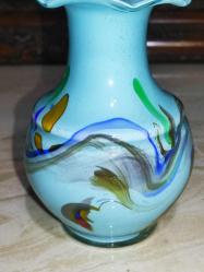 20090-ÇOK ŞAHANE MAVİ RENK KIRÇILLI MURANO CAM VAZO