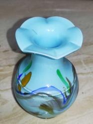 20090-ÇOK ŞAHANE MAVİ RENK KIRÇILLI MURANO CAM VAZO
