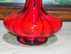 2091-MUHTEŞEM GÜZELLİKDE KIRMIZI RENK MURANO CAM VAZO