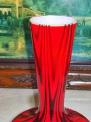 2091-MUHTEŞEM GÜZELLİKDE KIRMIZI RENK MURANO CAM VAZO