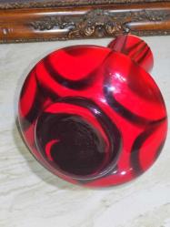 2091-MUHTEŞEM GÜZELLİKDE KIRMIZI RENK MURANO CAM VAZO