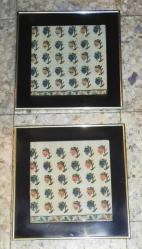 11515-ÇOK ŞAHANE EL EMEĞİ GÖZ NURU HESAP İŞİ İŞLEMELİ 2 ADET 30 CM X 30 CM ÇAPINDA  PİRİNÇ ÇERÇEVELİ DUVAR PANOSU