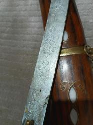 KILIÇ, HANÇER,  KAMA..Eski Antep işi Sedef kakma., 84 cm.