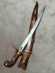 KILIÇ, HANÇER,  KAMA..Eski Antep işi Sedef kakma., 84 cm.