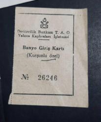 Denizciliki Bankası T.A.O. Yalova Kaplıcaları Giriş  Makbuzu Lotu