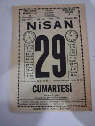 BÜYÜK SAATLİ MAARİF TAKVİMİ 29 Nisan 1972 Cumartesi - TAKVİM YAPRAĞI