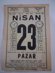 BÜYÜK SAATLİ MAARİF TAKVİMİ 23 Nisan 1972 Pazar - TAKVİM YAPRAĞI