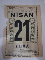 BÜYÜK SAATLİ MAARİF TAKVİMİ 21 Nisan 1972 Cuma - TAKVİM YAPRAĞI