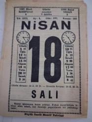 BÜYÜK SAATLİ MAARİF TAKVİMİ 18 Nisan 1972 Salı - TAKVİM YAPRAĞI