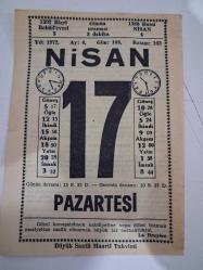 BÜYÜK SAATLİ MAARİF TAKVİMİ 17 Nisan 1972 Pazartesi - TAKVİM YAPRAĞI