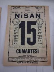 BÜYÜK SAATLİ MAARİF TAKVİMİ 15 Nisan 1972 Cumartesi - TAKVİM YAPRAĞI