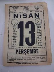 BÜYÜK SAATLİ MAARİF TAKVİMİ 13 Nisan 1972 Perşembe - TAKVİM YAPRAĞI