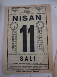 BÜYÜK SAATLİ MAARİF TAKVİMİ 11 Nisan 1972 Salı - TAKVİM YAPRAĞI