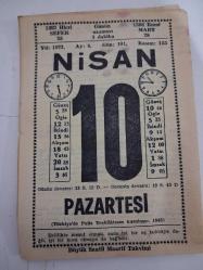 BÜYÜK SAATLİ MAARİF TAKVİMİ 10 Nisan 1972 Pazartesi - TAKVİM YAPRAĞI