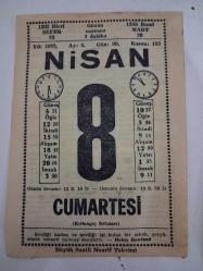 BÜYÜK SAATLİ MAARİF TAKVİMİ 8 Nisan 1972 Cumartesi - TAKVİM YAPRAĞI