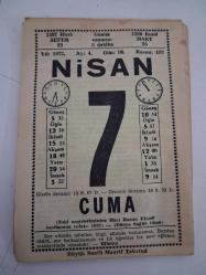 BÜYÜK SAATLİ MAARİF TAKVİMİ 7 Nisan 1972 Cuma - TAKVİM YAPRAĞI