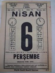 BÜYÜK SAATLİ MAARİF TAKVİMİ 6 Nisan 1972 Perşembe - TAKVİM YAPRAĞI