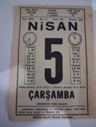 BÜYÜK SAATLİ MAARİF TAKVİMİ 5 Nisan 1972 Çarşamba - TAKVİM YAPRAĞI