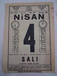 BÜYÜK SAATLİ MAARİF TAKVİMİ 4 Nisan 1972 Salı - TAKVİM YAPRAĞI