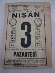 BÜYÜK SAATLİ MAARİF TAKVİMİ 3 Nisan 1972 Pazartesi - TAKVİM YAPRAĞI