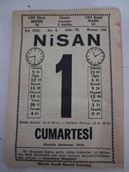 BÜYÜK SAATLİ MAARİF TAKVİMİ 1 Nisan 1972 Cumartesi - TAKVİM YAPRAĞI