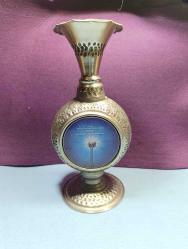 VZ4----İĞDAŞ PORSELEN DEKORLU BAKIR VAZO