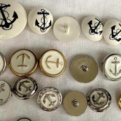 Çapa Desenli Çeşitli Ebatta Düğme Seti