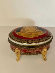 limoges france el yapımı Versace Medusa Blue koleksiyonuna ait porselen takı kutusu