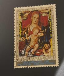 Ekvator Ginesi Pulu - Equatorial Guinea Stamp - Postadan Geçmiş Pul Filateli - DAMGALI -  Albrecht Dürer-  Meryem Ana ve Çocuk portresini tasvir eden posta pulu , 15 PARA - YABANCI PULLAR - NOSTALJİK DOĞUM GÜNÜ HEDİYESİ