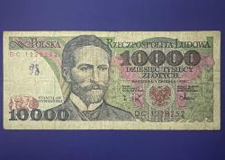 Polonya 10.000 Zloty 1988. T+. Yazı ve 1 Cm Açılma Vardır.
