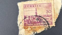 Türk Pulu - Turkish Stamp - Mektup Zarfından Kesilmiş / Postadan Geçmiş Pul Filateli - DAMGALI - BATMAN PETROL RAFİNERİSİ TEMALI PUL, 30 PARA - Türkiye Cumhuriyeti - NOSTALJİK DOĞUM GÜNÜ HEDİYESİ
