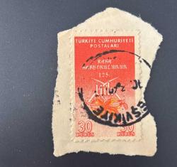 Türk Pulu - Turkish Stamp - Mektup Zarfından Kesilmiş / Postadan Geçmiş Pul Filateli - ESKİŞEHİR DAMGALI - KARA HARB OKULUNUN 125. YILI TEMALI PUL, 30 KURUŞ - Türkiye Cumhuriyeti - NOSTALJİK DOĞUM GÜNÜ HEDİYESİ
