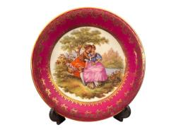 Fransız Limoges 16 cm Çapında Fragonard Temalı Porselen Dekor Tabağı