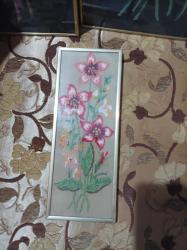 3 adet etamin üzerine kanaviçe tablo cerceveli