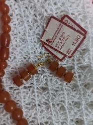 Kehribar kolye ve küpe takımı hiç kullanılmamış sertifikalı antika